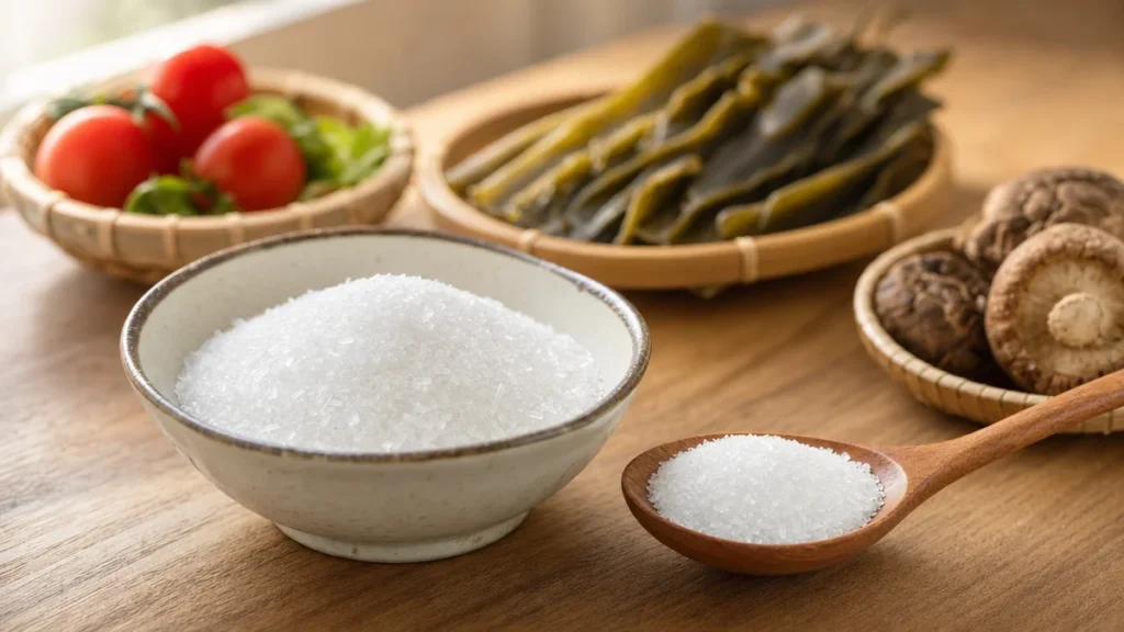 味精是化學調味料？從麩胺酸鈉成分破解常見迷思：白瓷碗裡的麩胺酸鈉味精結晶