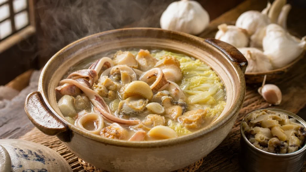 魷魚螺肉蒜食譜｜古早味酒家菜這樣煮，湯頭甘甜不死鹹的關鍵在螺肉罐頭這樣用
