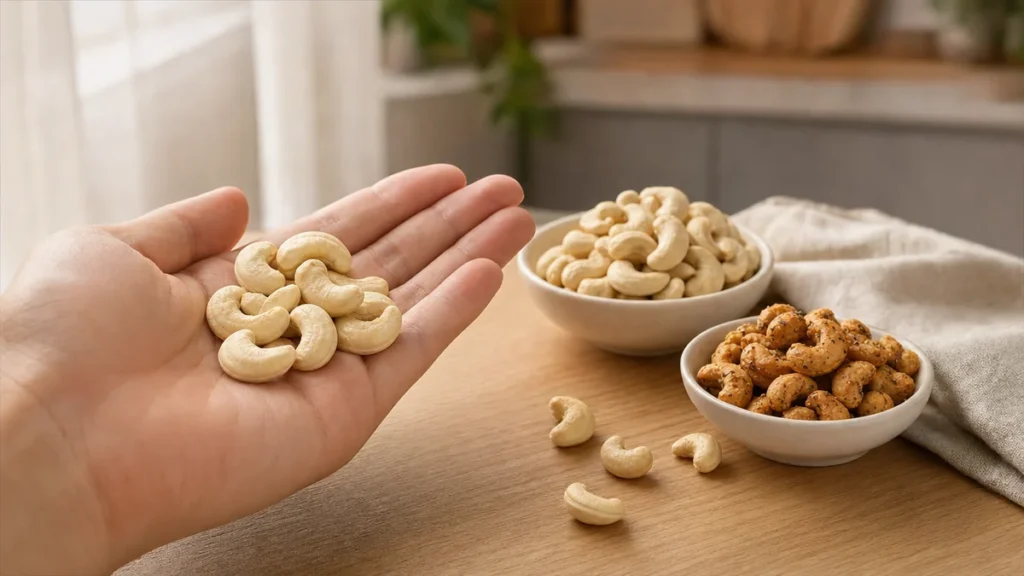 腰果熱量一把幾大卡？一顆、一把、調味版一次算給你：掌心裡的一把生腰果